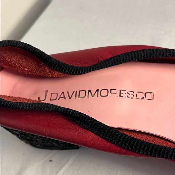 Statement Italian Red and Black Women's  shoes horse hair polka dot toes size 39 - Picture 2 of 9